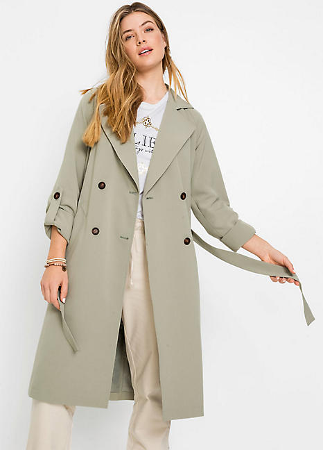 coat with waist tie