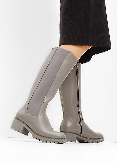 High Boots Monki Calf Boots Monki Boot With Chunky Sole In Black