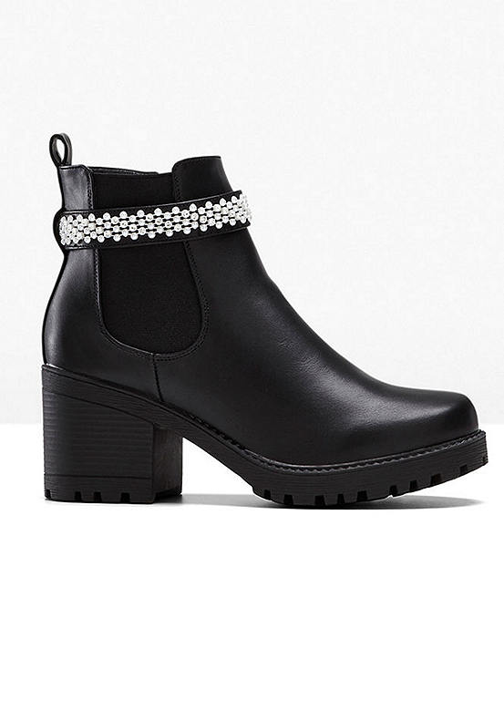 Beaded Strap Ankle Boots