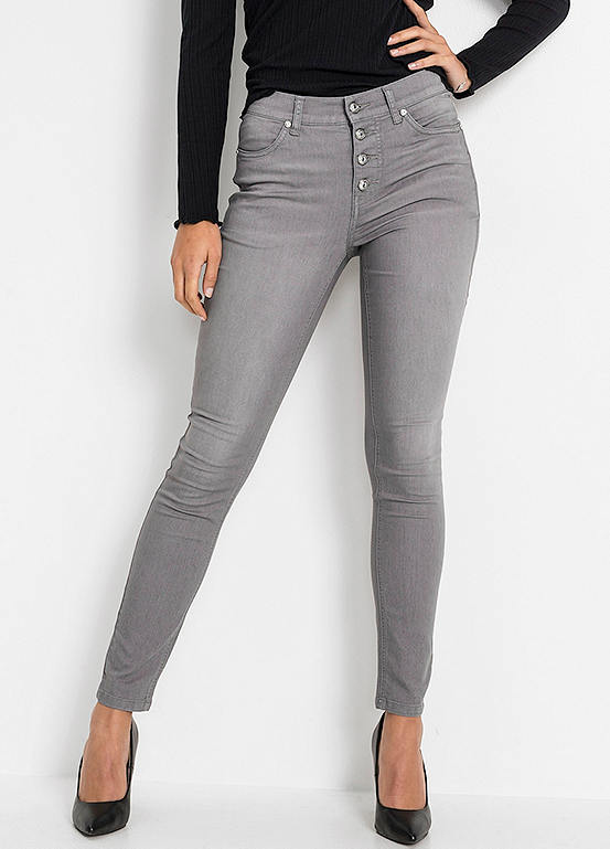 Button Fly Stretch Jeans