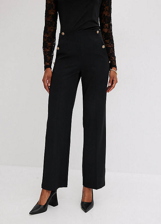 Button Waist Trouser in Black