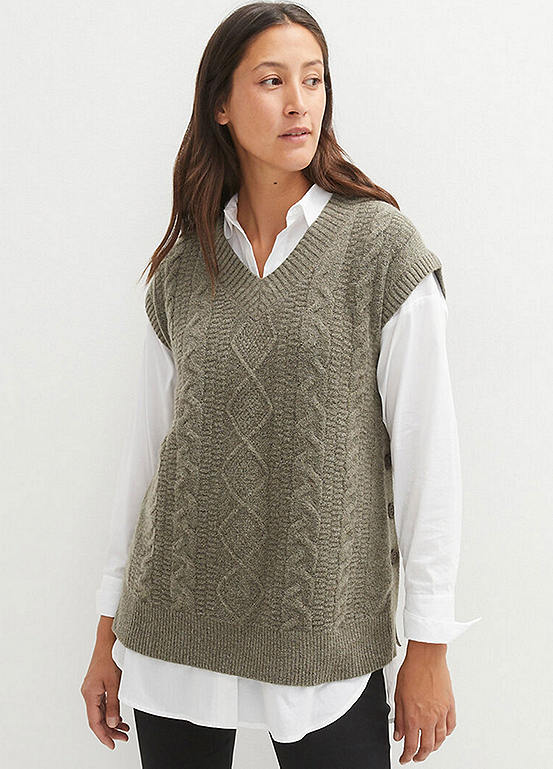 Cable Knit Short Sleeve Maternity Jumper