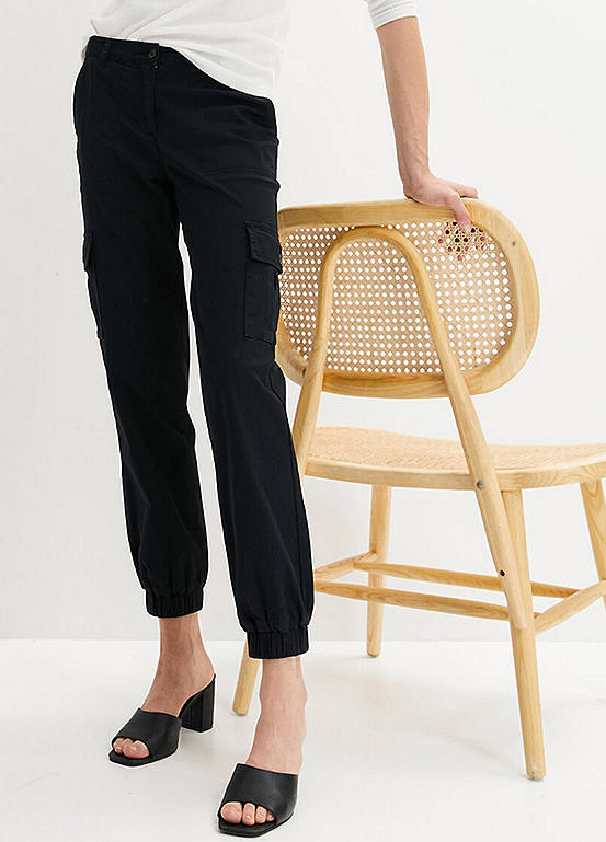 Cropped Cotton Cargo Trousers