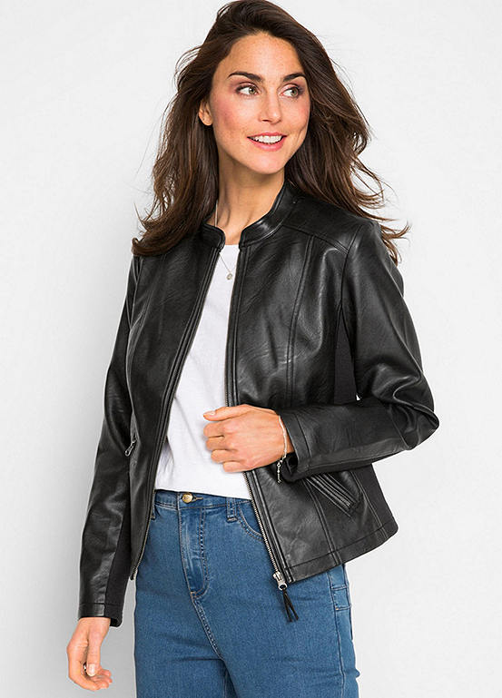 Cropped Faux Leather Jacket