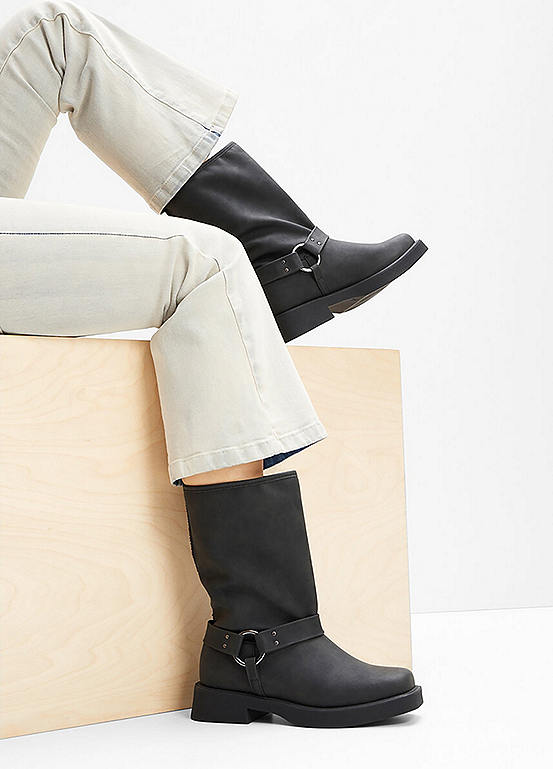 Big Mood Raffia & Faux Leather Cowboy Boots main image 1