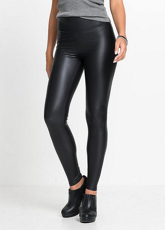 Tan Fleece Faux Leather Leggings main image 1