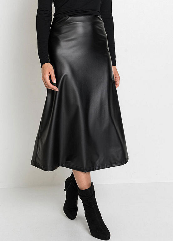 Faux Leather Midi Skirt By Bonprix Bonprix 4226