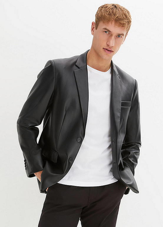 Faux Leather Suit Jacket