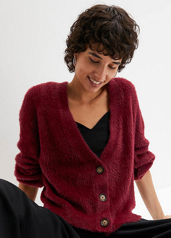 Fluffy Knit Buttoned Cardigan