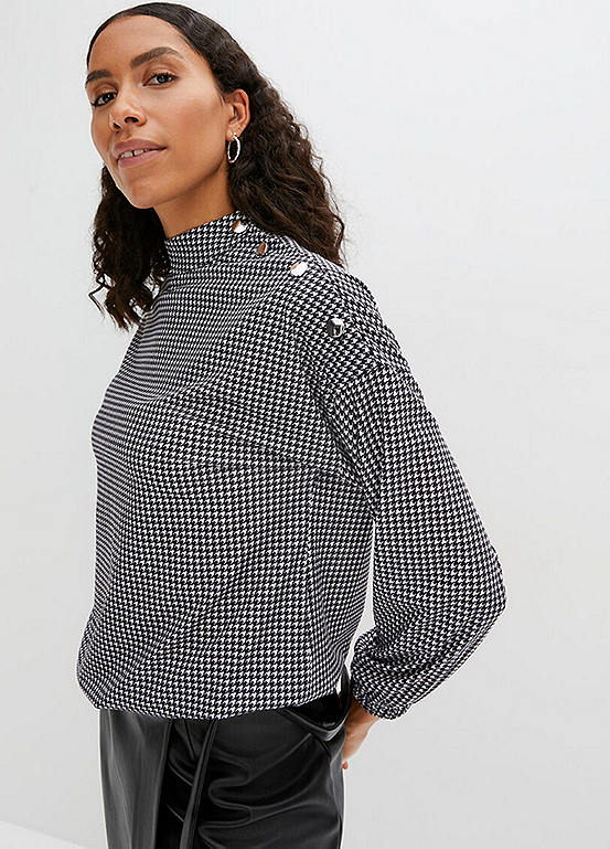 Houndstooth Jersey Top