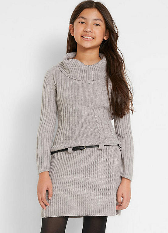 Kids Belted Knitted Dress