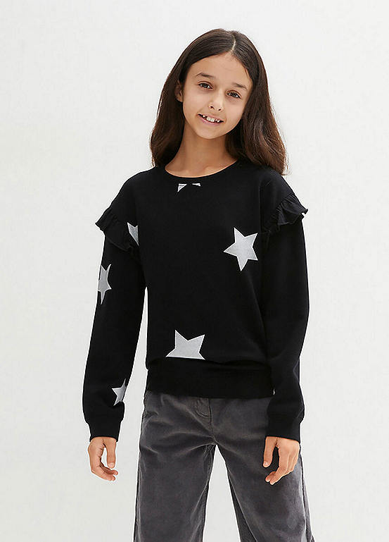 Kids Star Print Flounced Sweatshirt