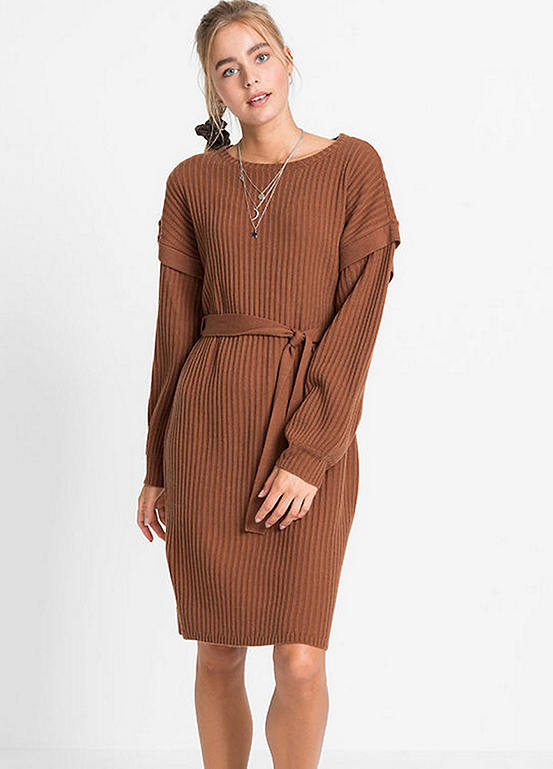 Knitted Dress with Self-Tie Belt