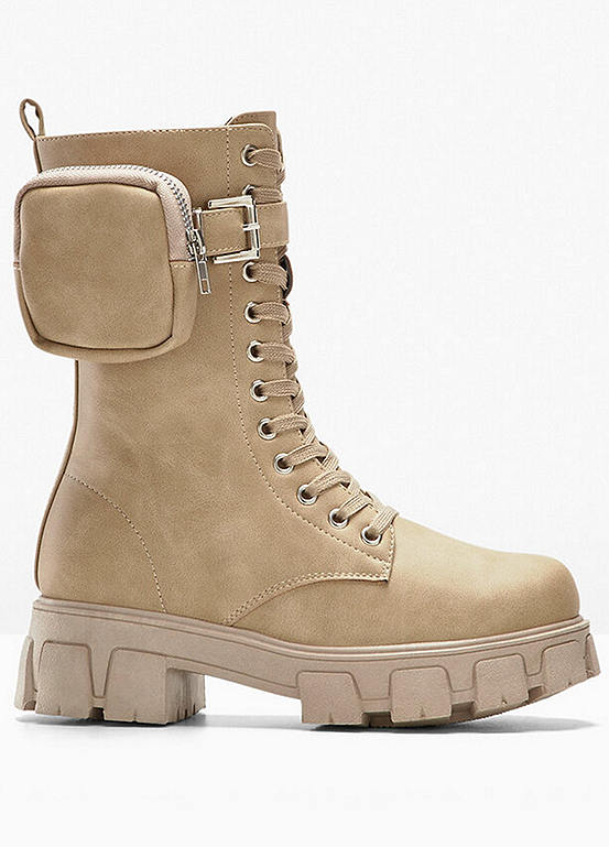 Lace-Up Chunky Sole Ankle Boots