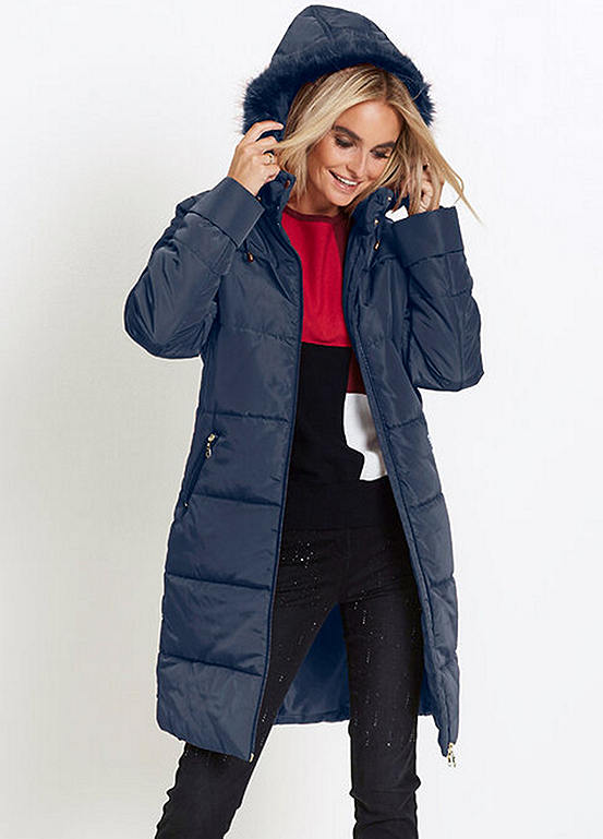 Longline Hooded Quilted Coat