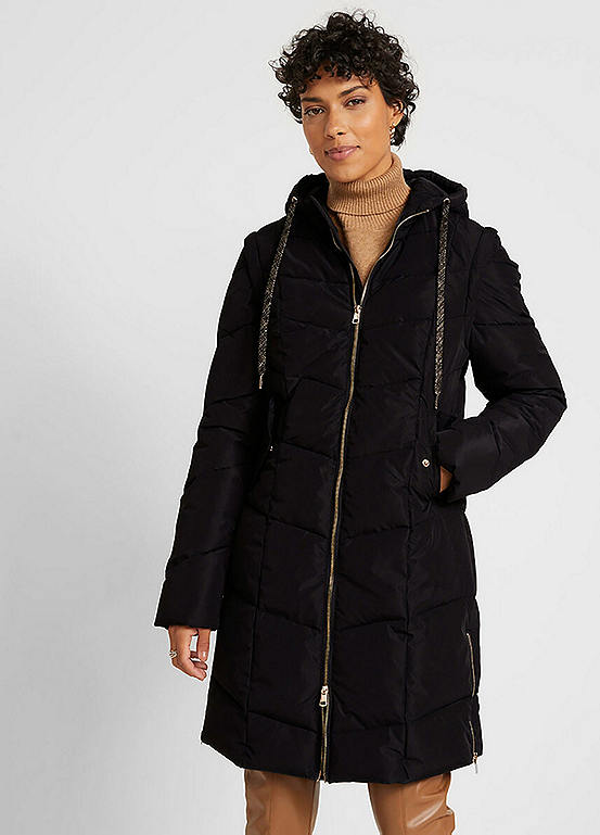 Longline Padded Coat with Removable Sleeves