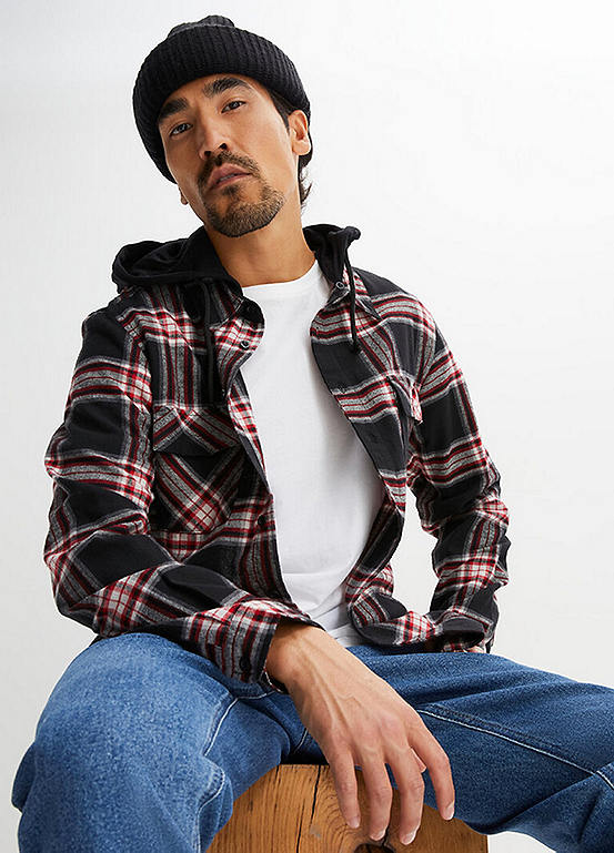 Men’s Checked Flannel Shirt with Hood