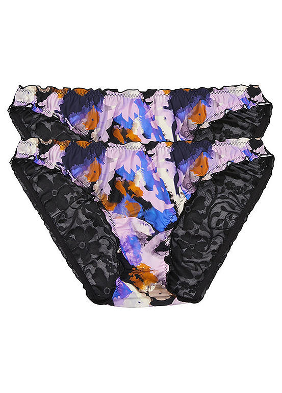Pack of 2 Printed & Lace Briefs