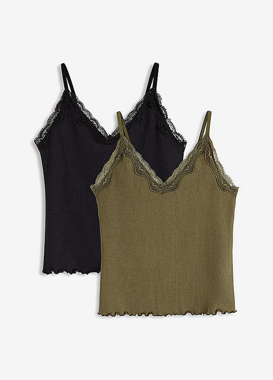 Pack Of 2 Ribbed Camis