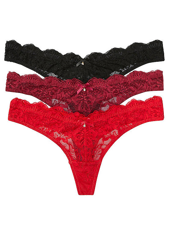 Pack Of 3 Lace Thongs