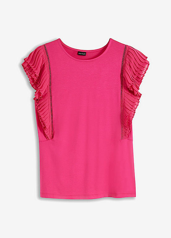 Pleated Sleeve Jersey Top