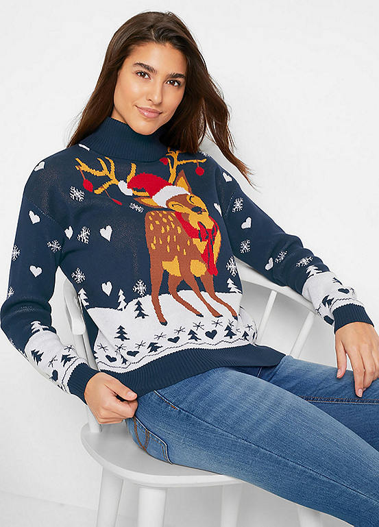 Polo Neck Christmas Jumper by bonprix | bonprix