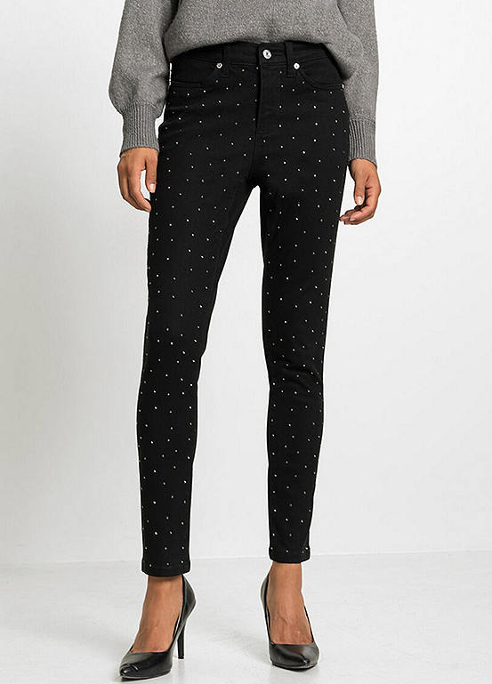 Rhinestone Applique Skinny Jeans by bonprix | bonprix