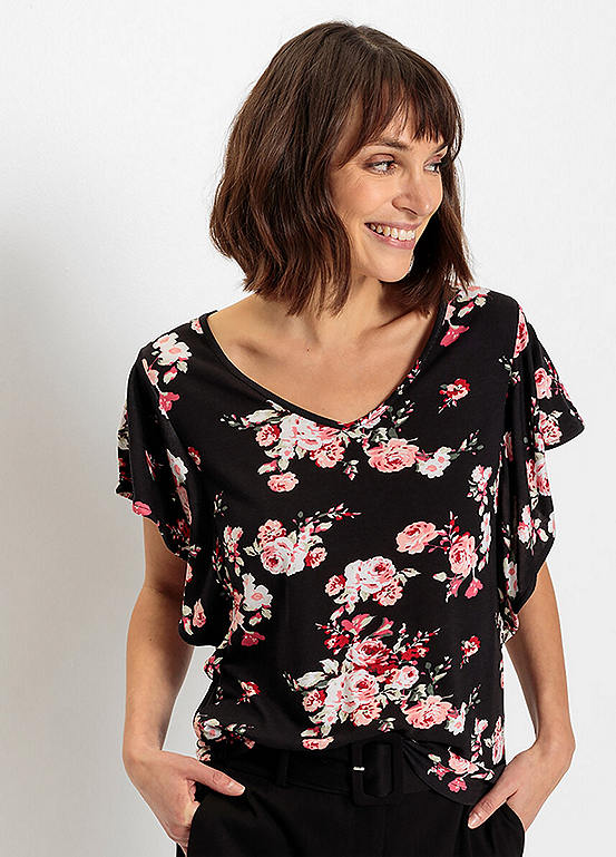 Ruffle Sleeve Top in Sustainable Viscose