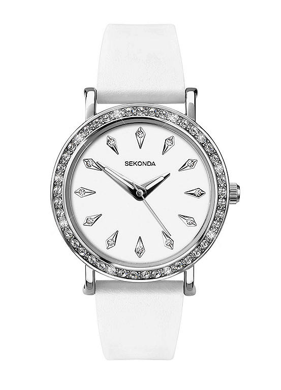 Sekonda Ladies Brilliance White Polyurethane Strap Analogue 32mm Watch ...