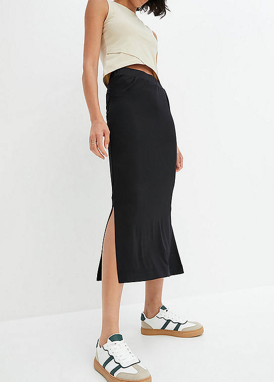 Women Polyester Lycra Side Slit Pencil Skirt