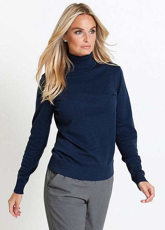 Smooth Knit Polo-Neck Jumper