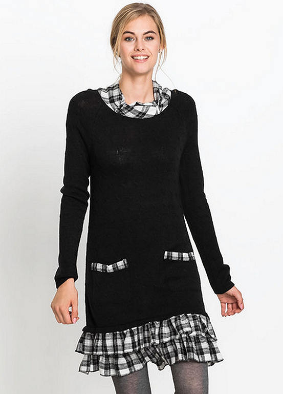 Tartan Trim Jumper Dress by bonprix | bonprix