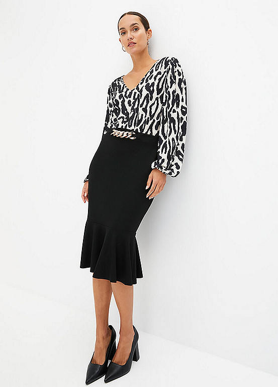 Chic Two-Tone Midi Dress for Women