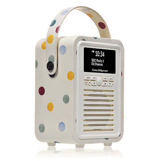 View Quest Vq Portable Retro Mini Dab Dab Digital Radio Alarm Clock Emma Bridgewater Polka