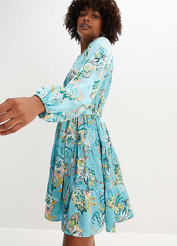 Patterned Belted Dress by bonprix