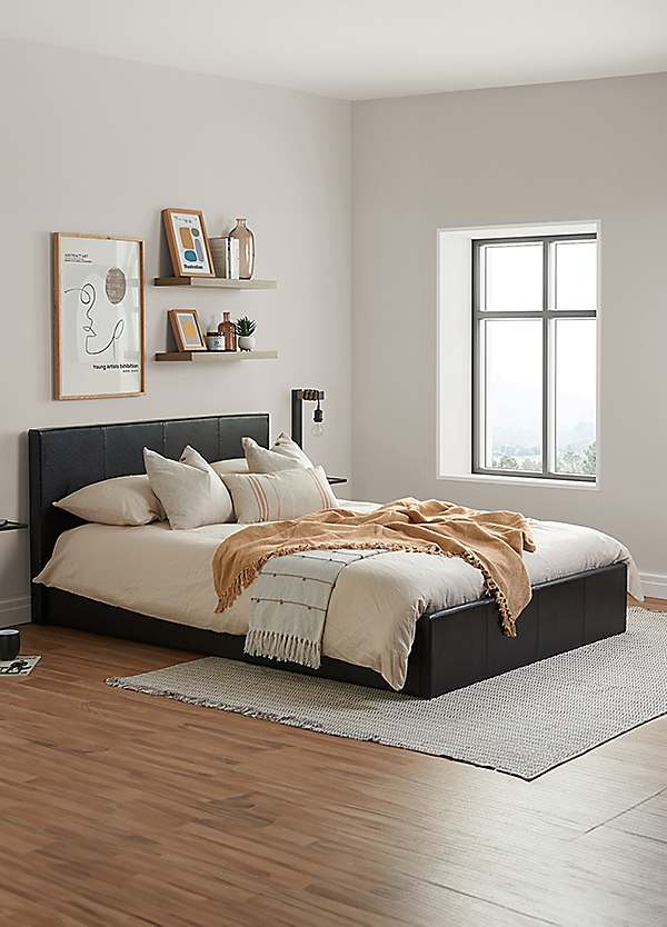 Berlin Faux Leather Ottoman Storage Bed, Faux Leather Bed Frame With Storage
