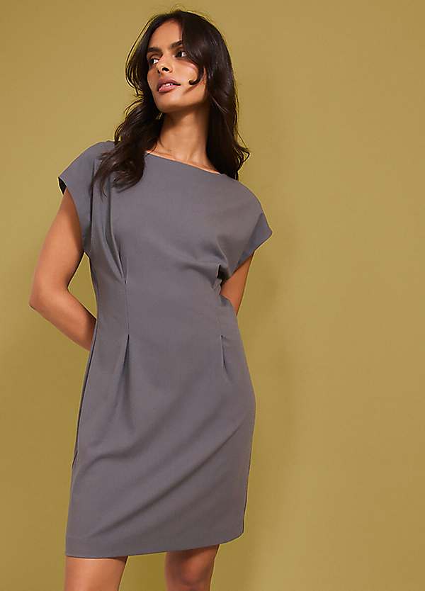 sachin and babi light blue dress solid pleated dress elegant boat neck short sleeve party