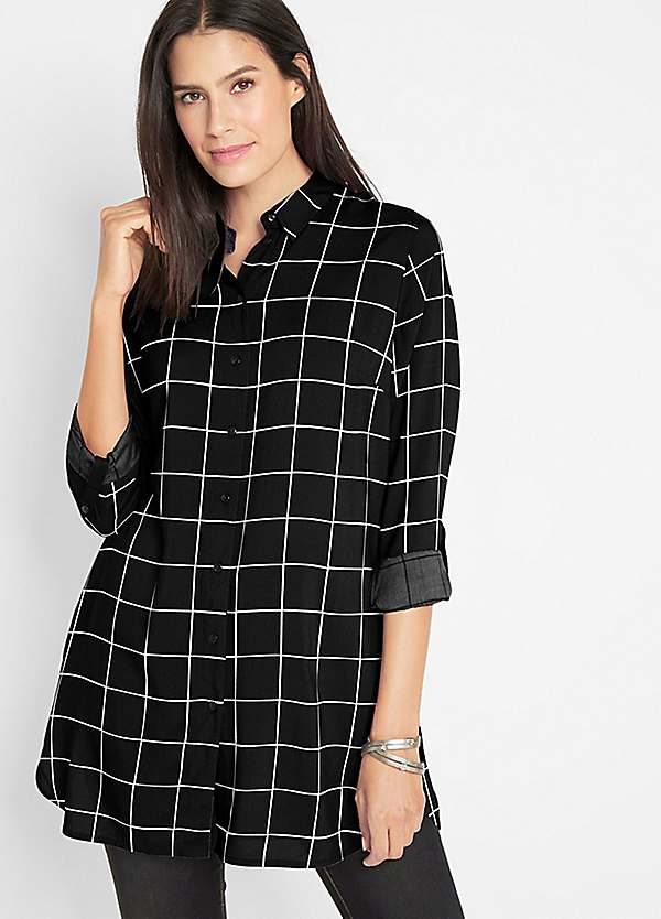 bonprix Check Flannel Longline Blouse