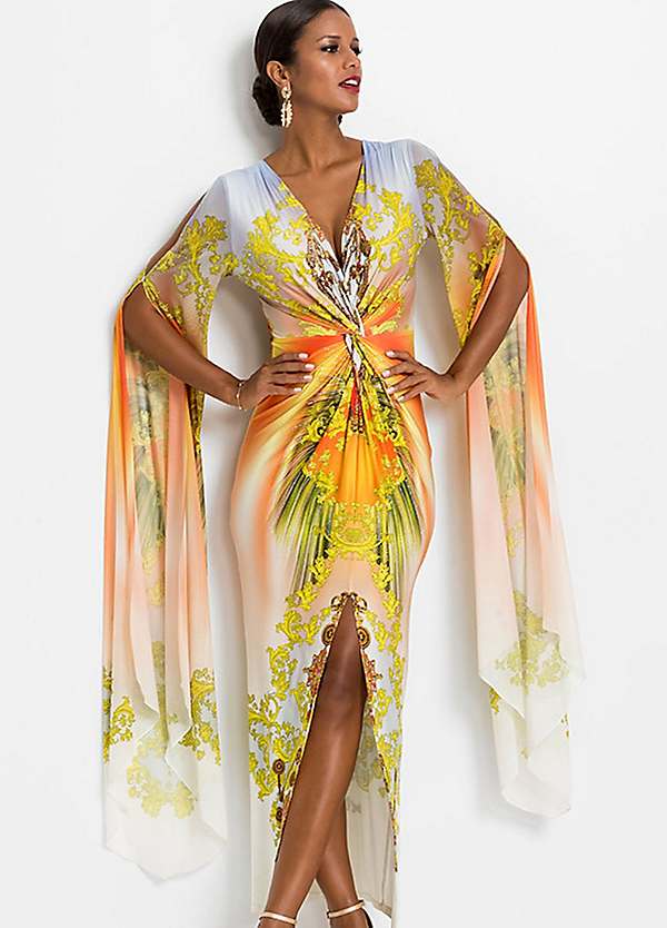 Chiffon Sleeve Printed Maxi Dress by bonprix
