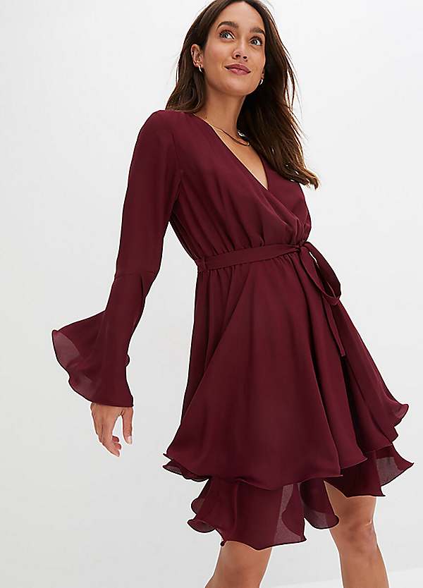 sachin and babi light blue dress Harlow & Rose Women's Long Sleeve Chiffon Wrap Maxi Dress in Brw, Large main image 1