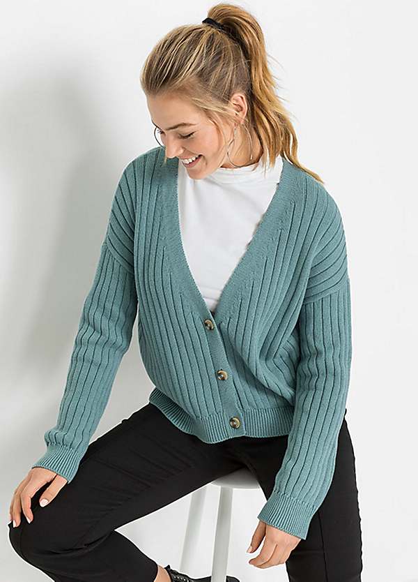 chunky knit v neck cardigan