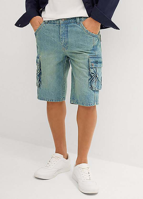 【KOOLOSET】Sand Washed Bermuda Cargo Denim Denim cargo bermuda shorts | Alcott | Men's Shorts