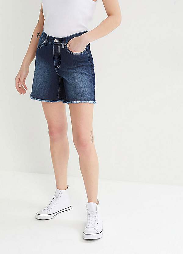 Denim shorts with turn-up hems