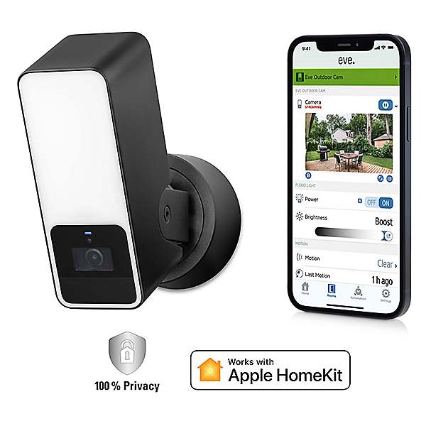 Eve Outdoor Cam, Secure floodlight camera with Apple HomeKit