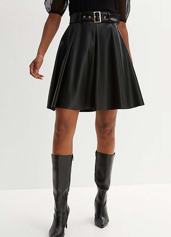 Faux Leather Skater Skirt by bonprix bonprix