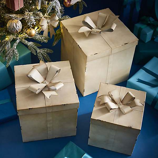 metal christmas present boxes