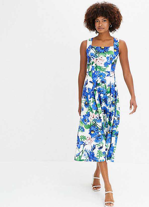 Floral Print Square Neck Midi Dress