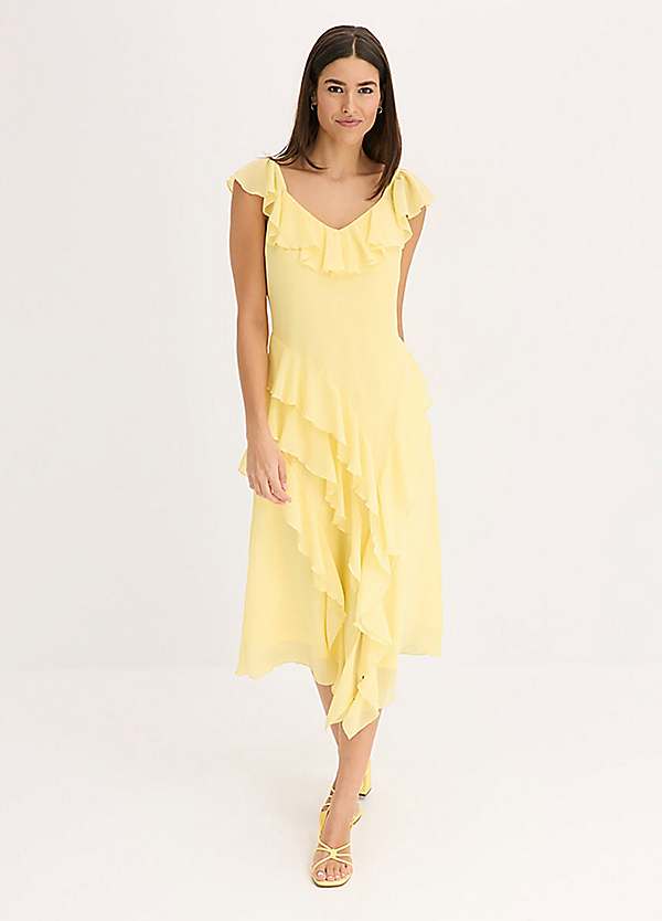 Flounced Chiffon Midi Tiered Dress by bonprix bonprix - Main Image