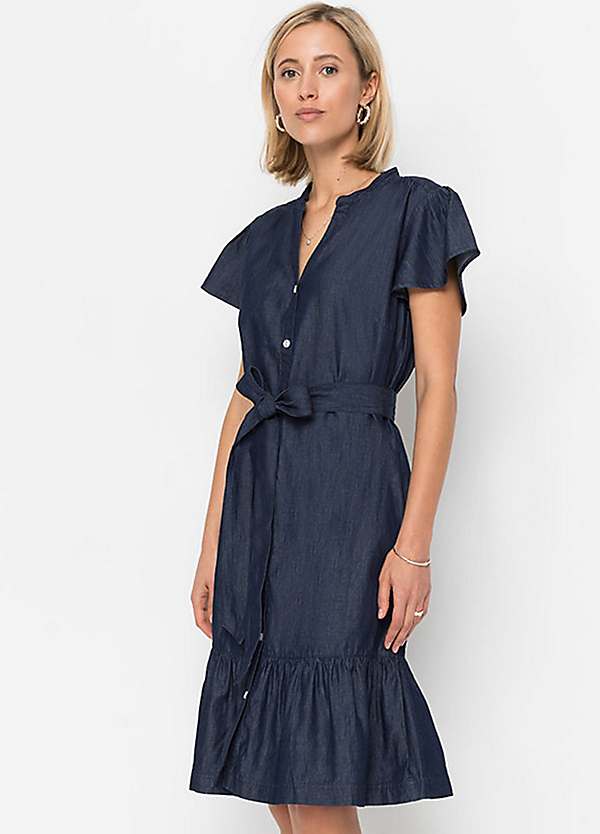 Flounced Denim Dress by bonprix bonprix