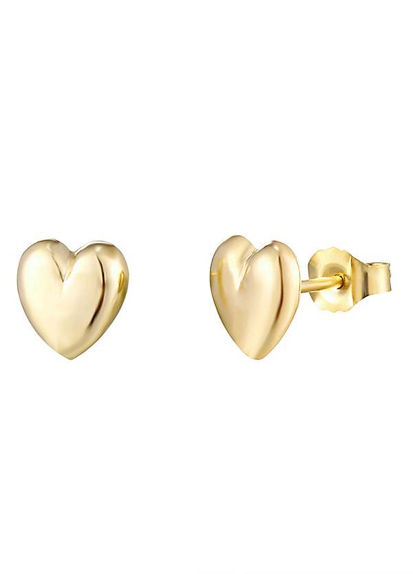 9ct gold deals heart stud earrings